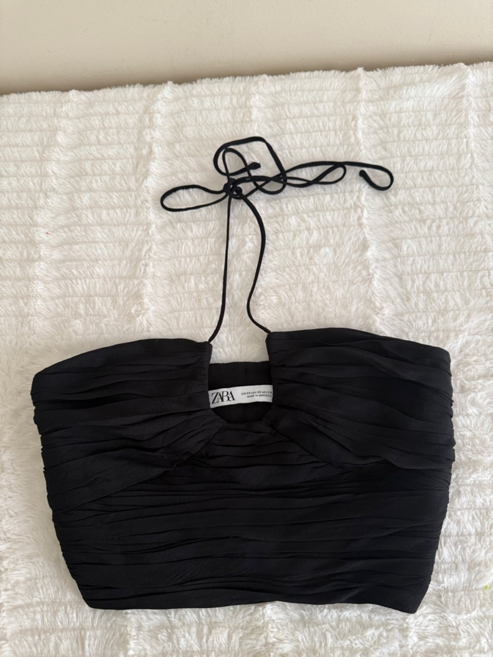 Zara Black Ruched Halter Bustier Top